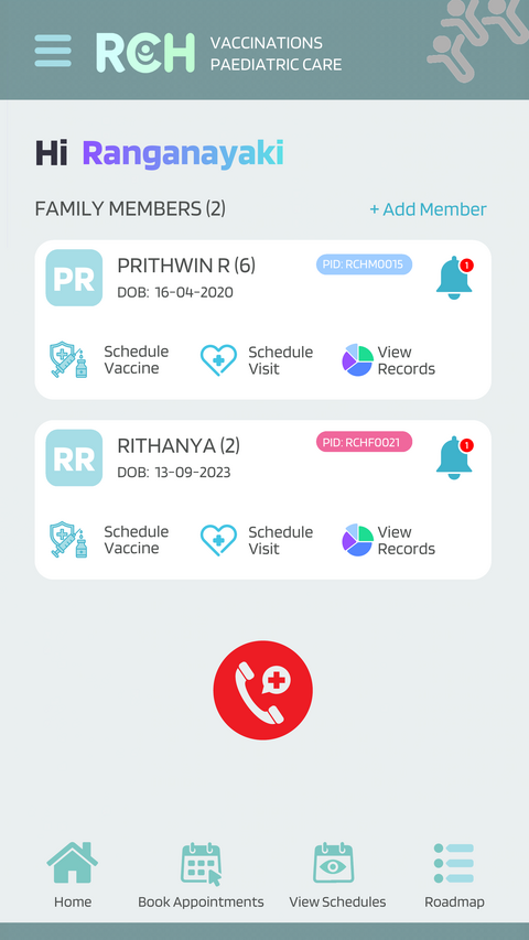 RCH home dashboard
